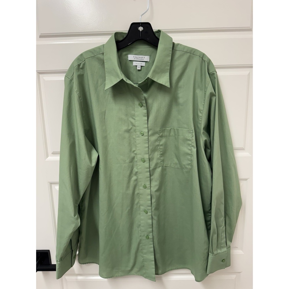 Foxcroft for Appleseeds Olive Green Wrinkle Free Blouse Top Sz 18 Plus